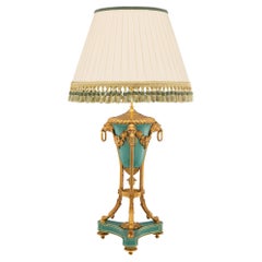 French 19th Century Louis XVI Style Ormolu and Porcelain Lamp, Signed by Sèvres