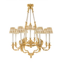 French 19th Century Louis XVI Style Ormolu and Silvered Bronze Chandelier