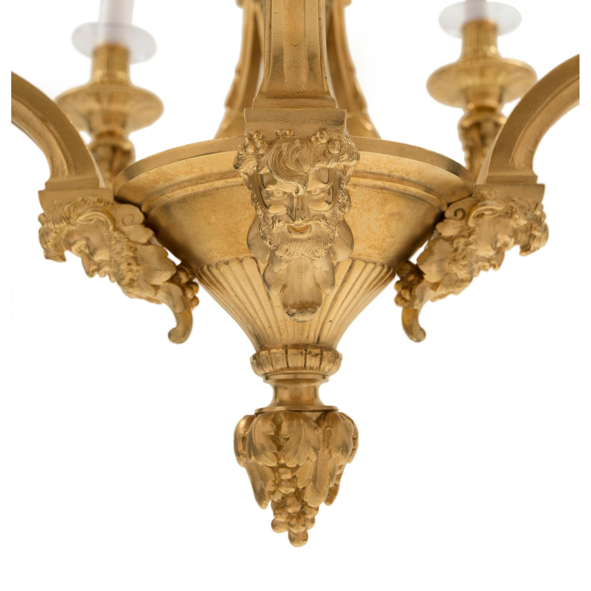 French 19th Century Louis XVI Style Ormolu and Silvered Bronze Chandelier For Sale 4