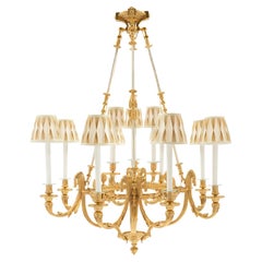 French 19th Century Louis XVI Style Ormolu and Silvered Bronze Chandelier