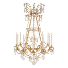 French 19th Century Louis XVI Style Ormolu, Baccarat and Rock Crystal Chandelier