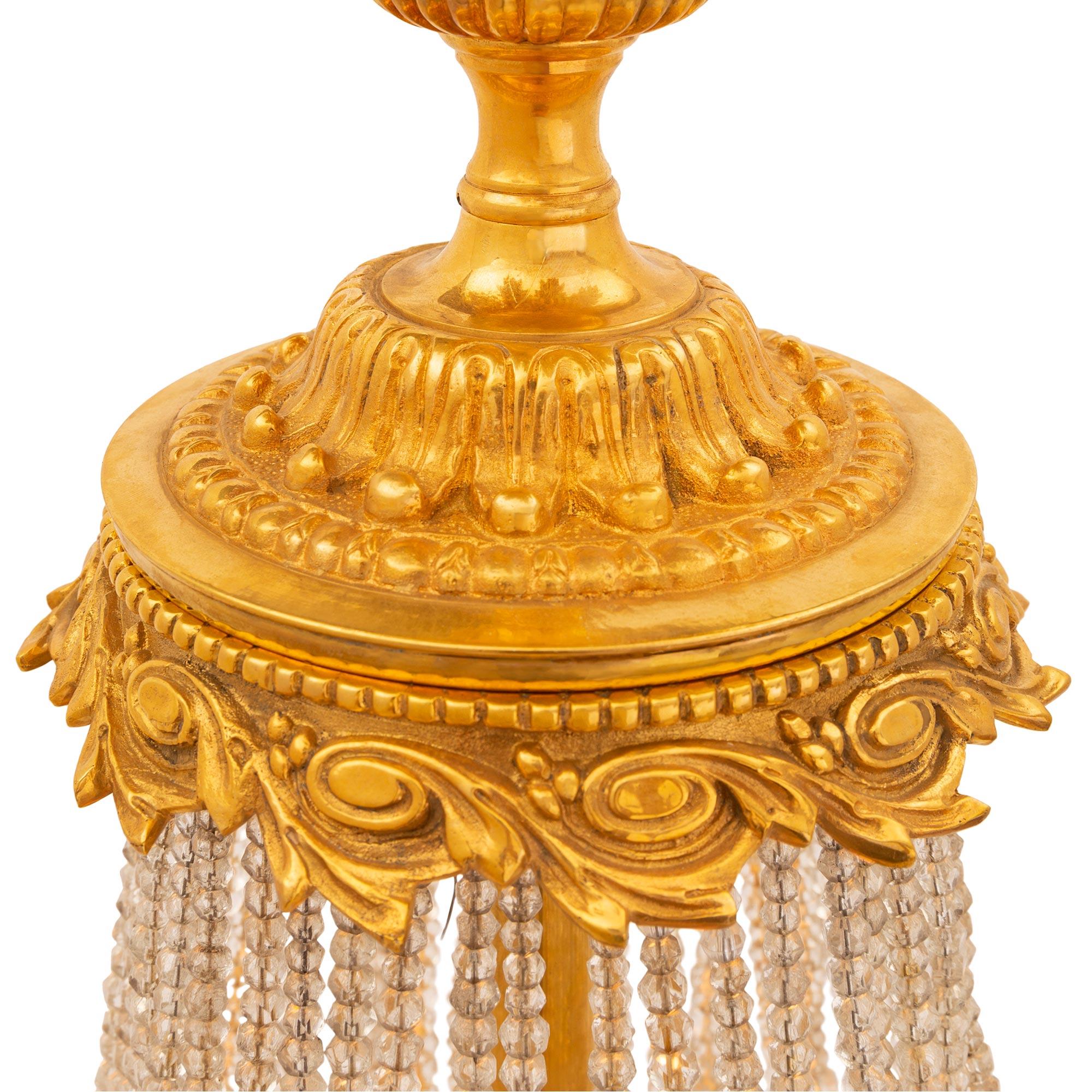 French 19th Century Louis XVI Style Ormolu, Bronze and Crystal Chandelier For Sale 2