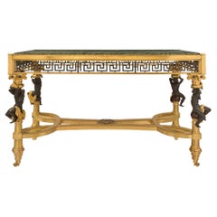 French 19th Century Louis XVI Style Ormolu, Bronze and Marble Centre Table