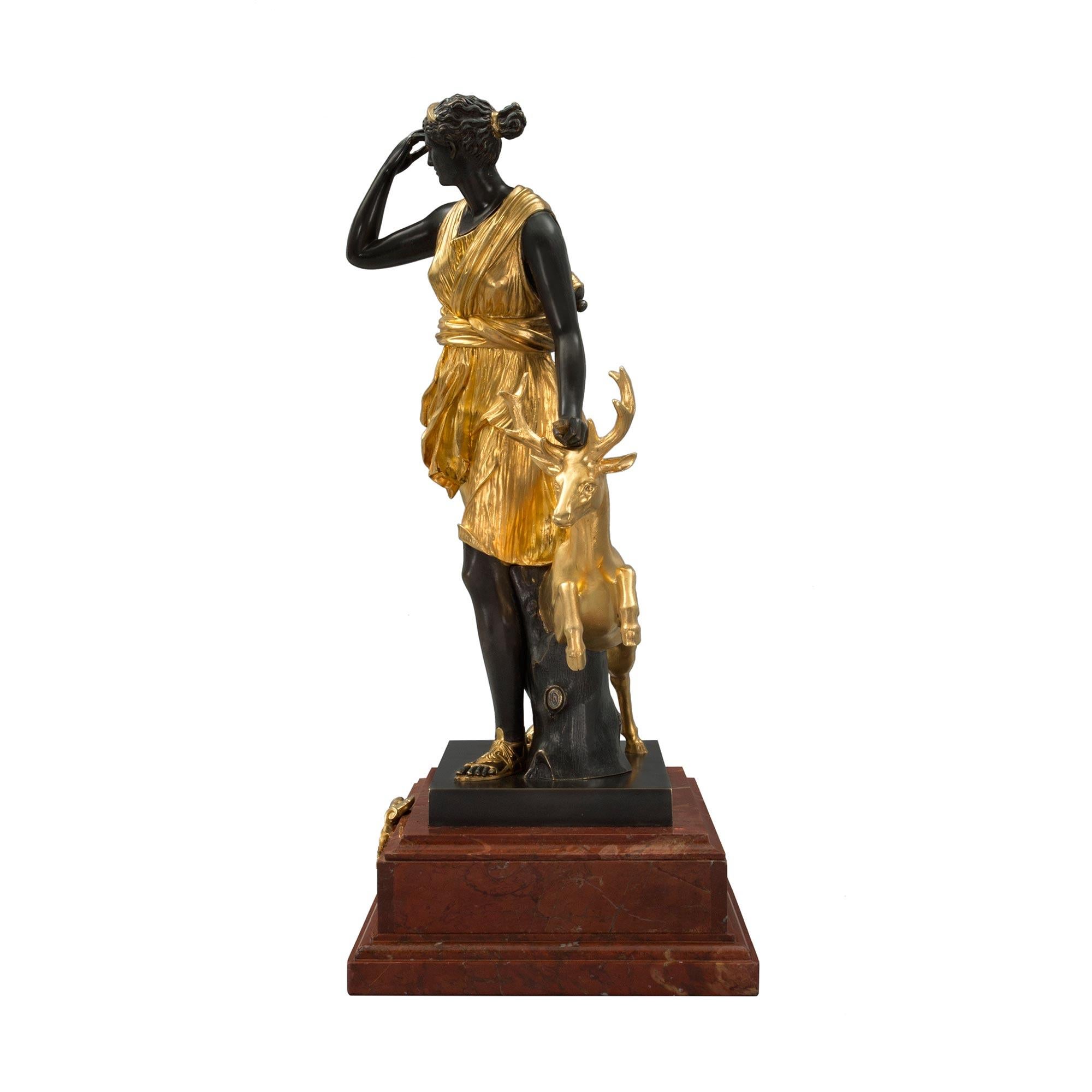 French 19th Century Louis XVI Style Ormolu, Bronze and Marble Statue For Sale 1