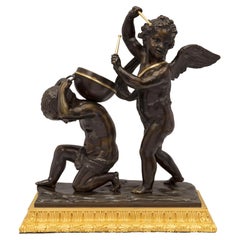 Statue aus Goldbronze, Bronze und Marmor im Louis-XVI-Stil des 19. Jahrhunderts