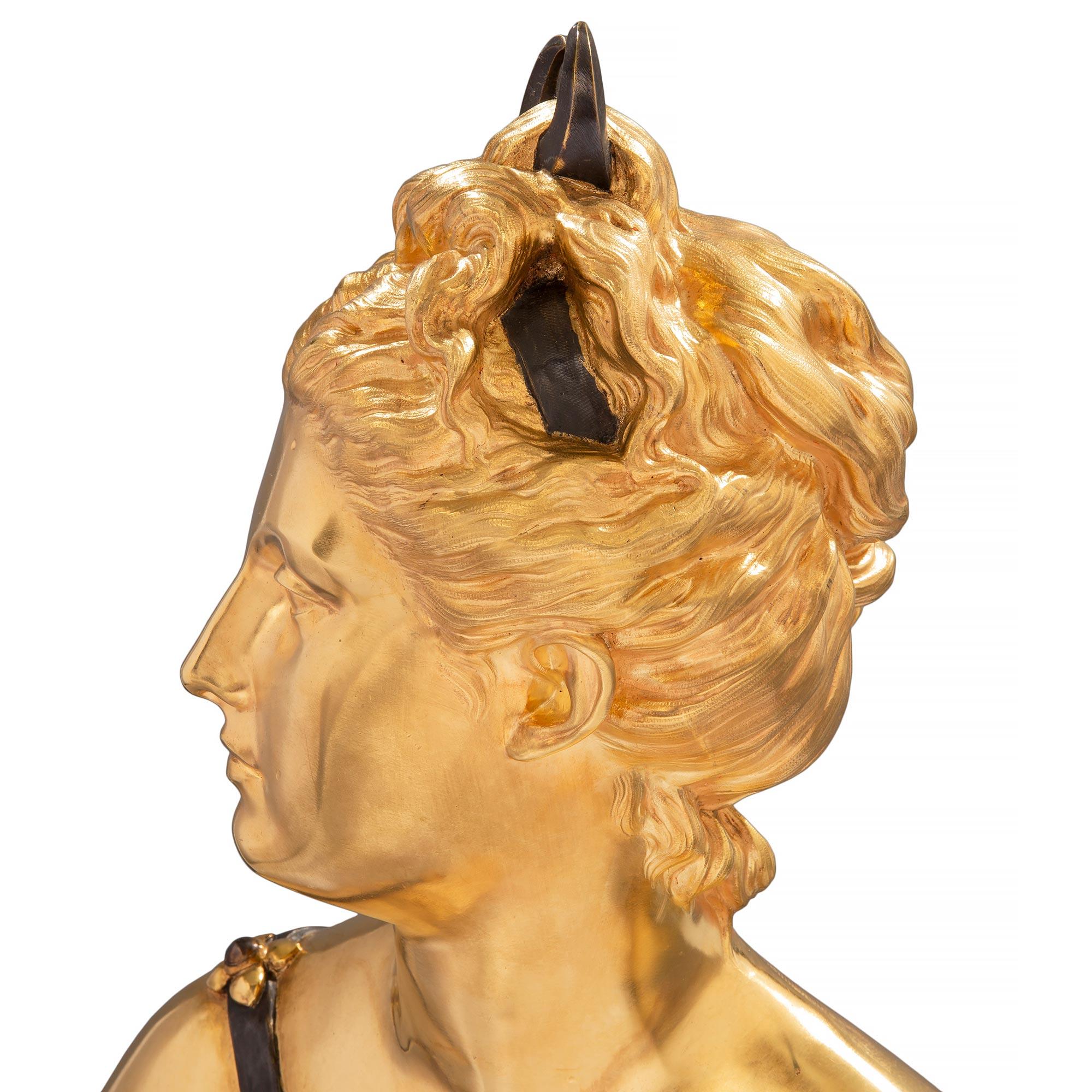 Bronze  French 19th Century Louis XVI Style Ormolu Bust Signed Houdon and Frères For Sale