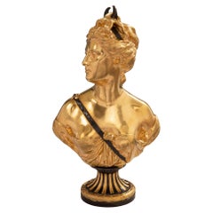  French 19th Century Louis XVI Style Ormolu Bust Signed Houdon and Frères