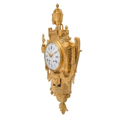 French 19th Century Louis XVI Style Ormolu Cartel Clock, by L. Marchand