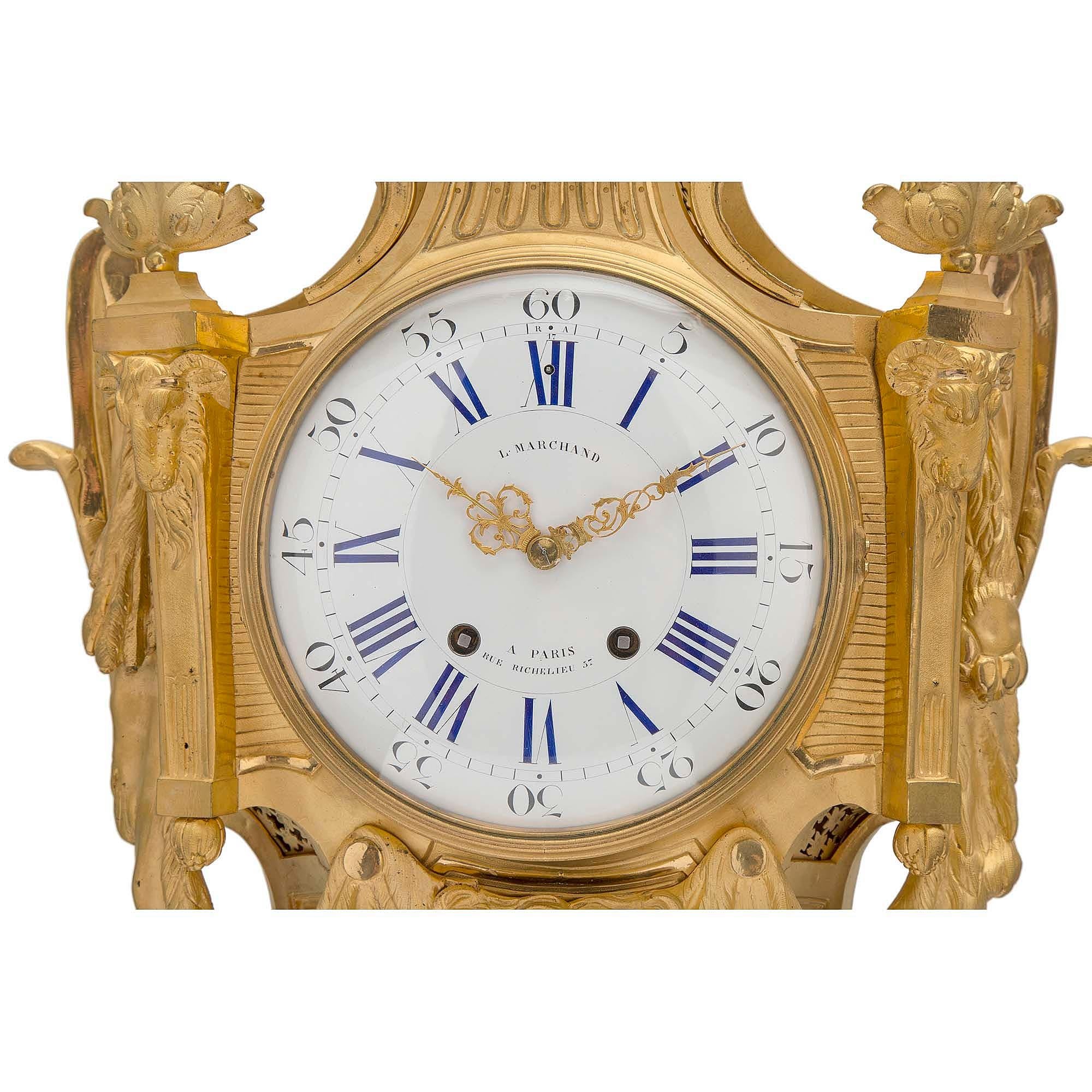 French 19th Century Louis XVI Style Ormolu Cartel Clock, by L. Marchand For Sale 1