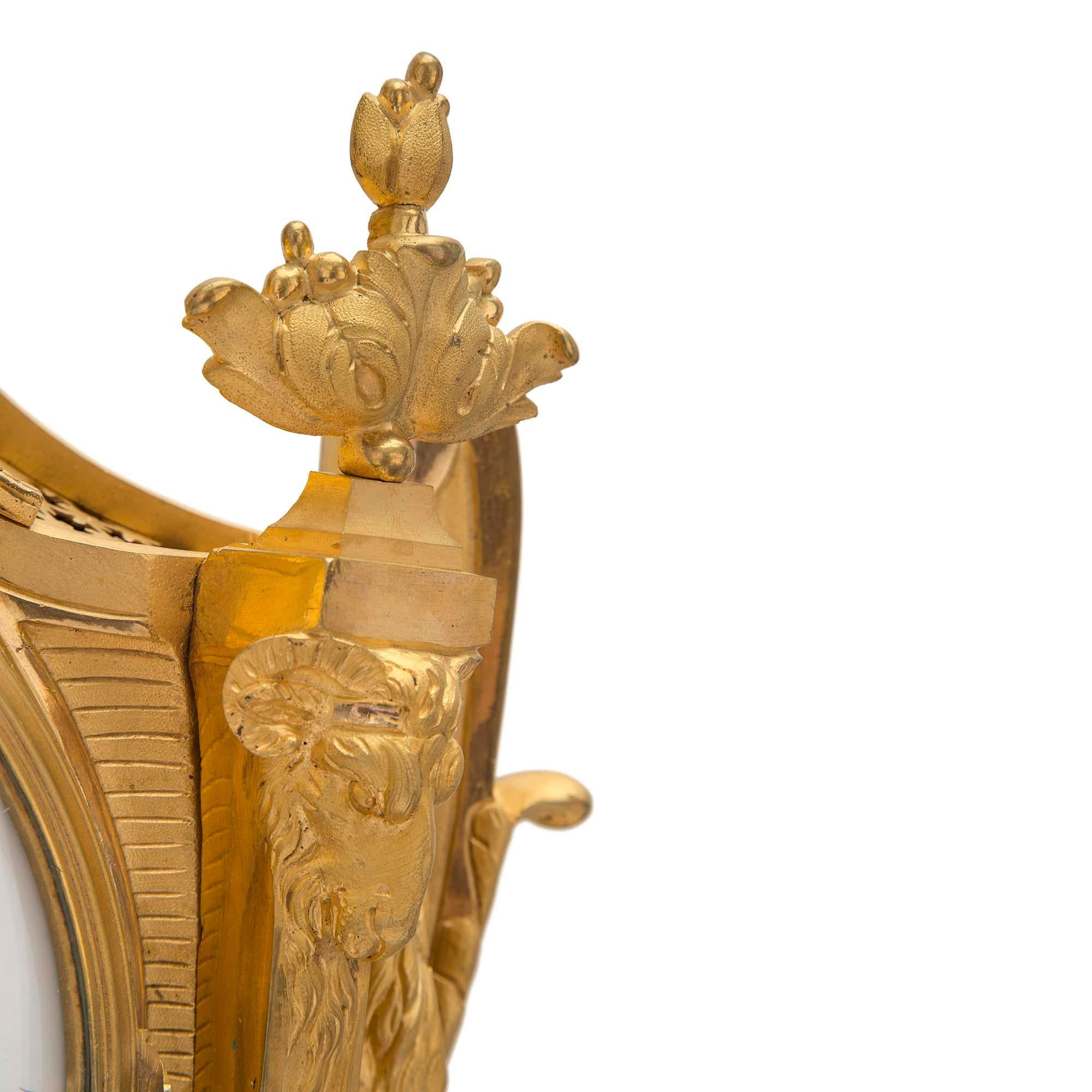 French 19th Century Louis XVI Style Ormolu Cartel Clock, by L. Marchand For Sale 2