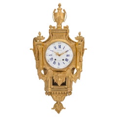 French 19th Century Louis XVI Style Ormolu Cartel Clock, by L. Marchand