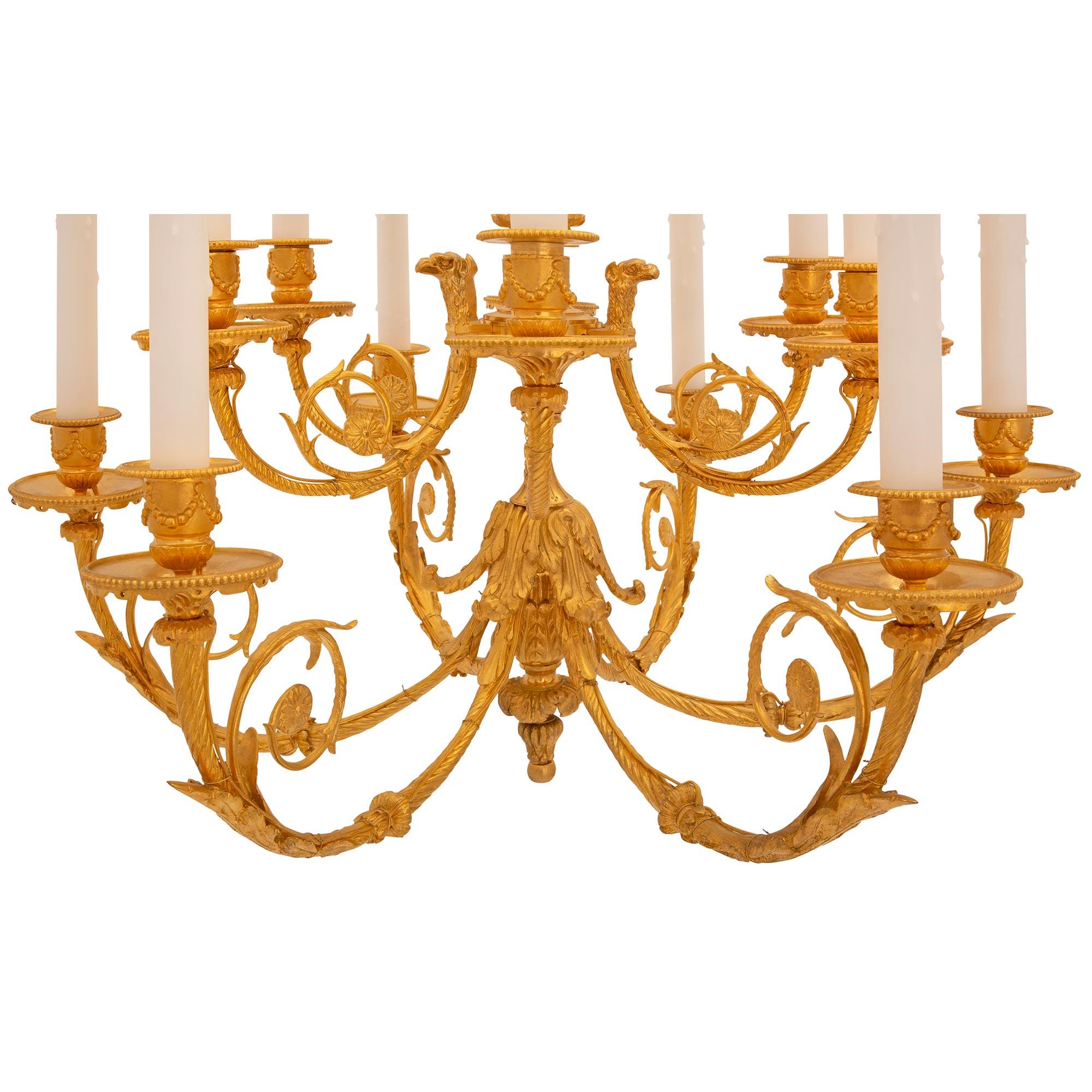French 19th Century Louis XVI Style Ormolu Chandelier For Sale 3