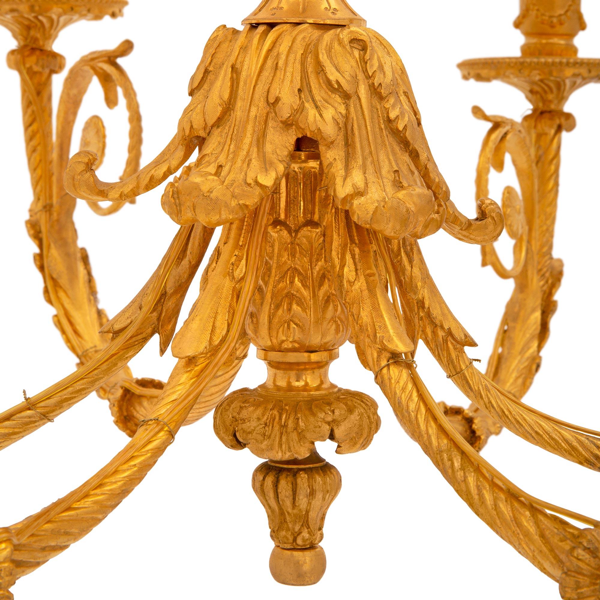 French 19th Century Louis XVI Style Ormolu Chandelier For Sale 4