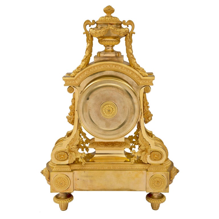 French 19th Century Louis XVI Style Ormolu Clock Signed by Denière For Sale 1