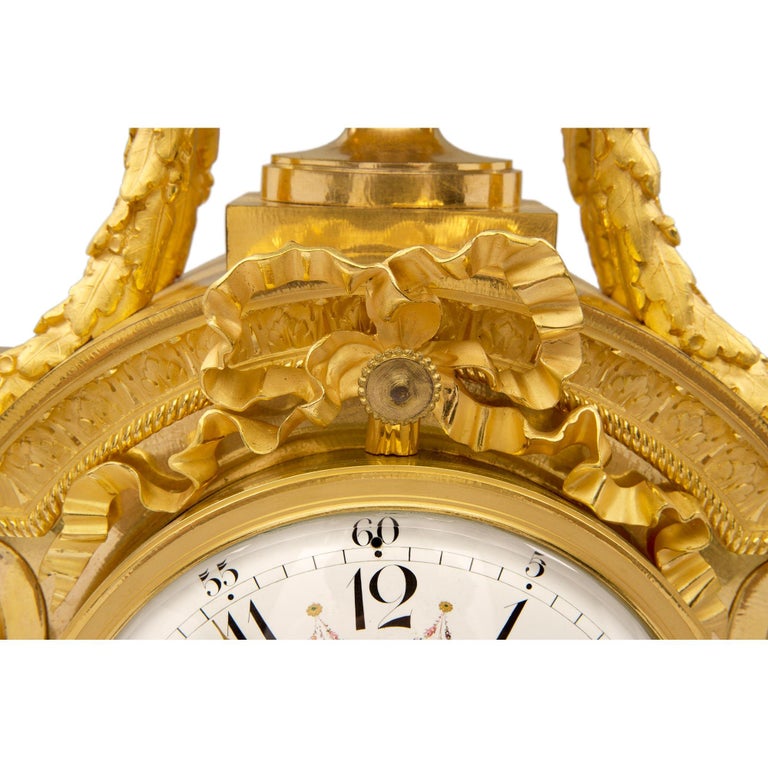 French 19th Century Louis XVI Style Ormolu Clock Signed by Denière For Sale 4