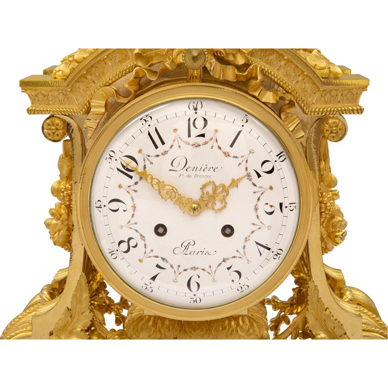 French 19th Century Louis XVI Style Ormolu Clock Signed by Denière For Sale 5