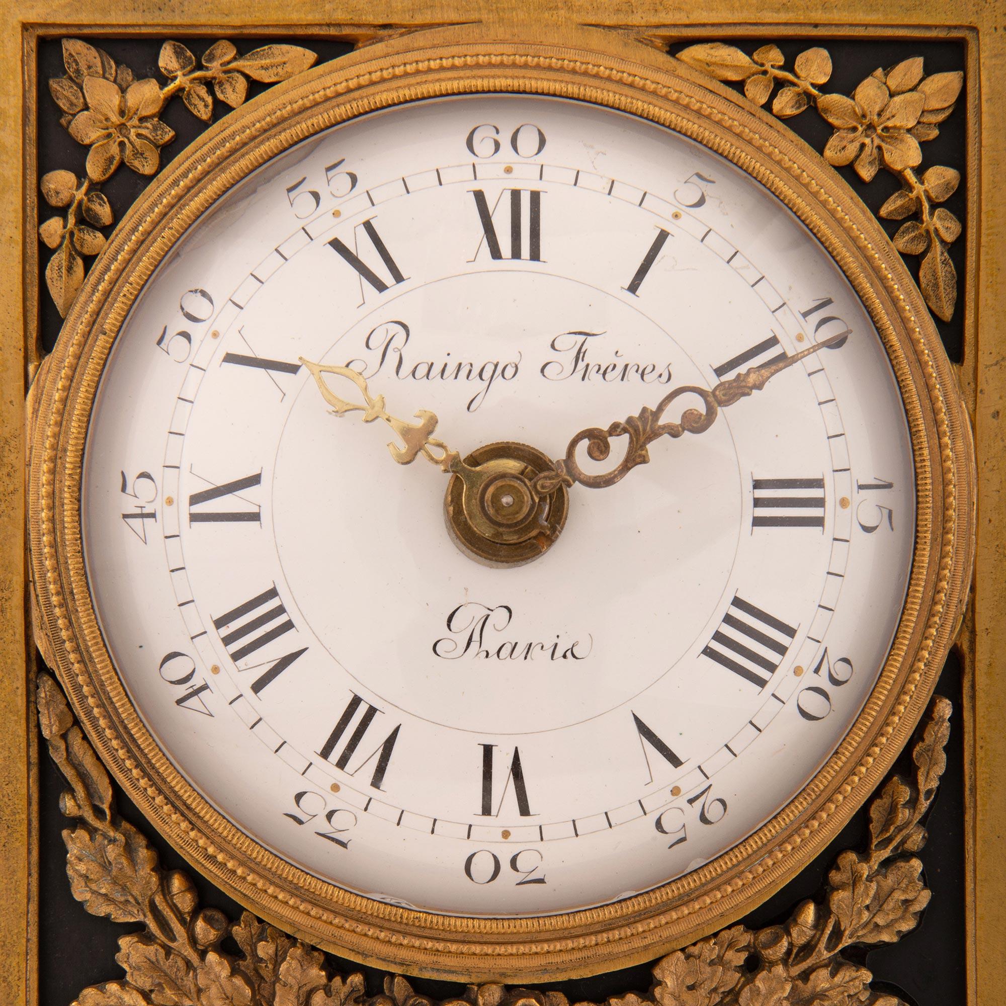 French 19th Century Louis XVI Style Ormolu Clock Signed 'Raingo Freres, Paris For Sale 1