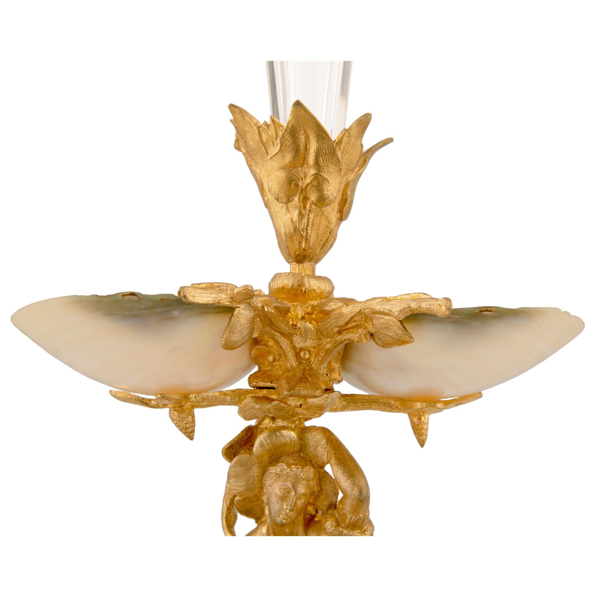 French 19th Century Louis XVI Style Ormolu, Crystal and Mother of Pearl Vase For Sale 2