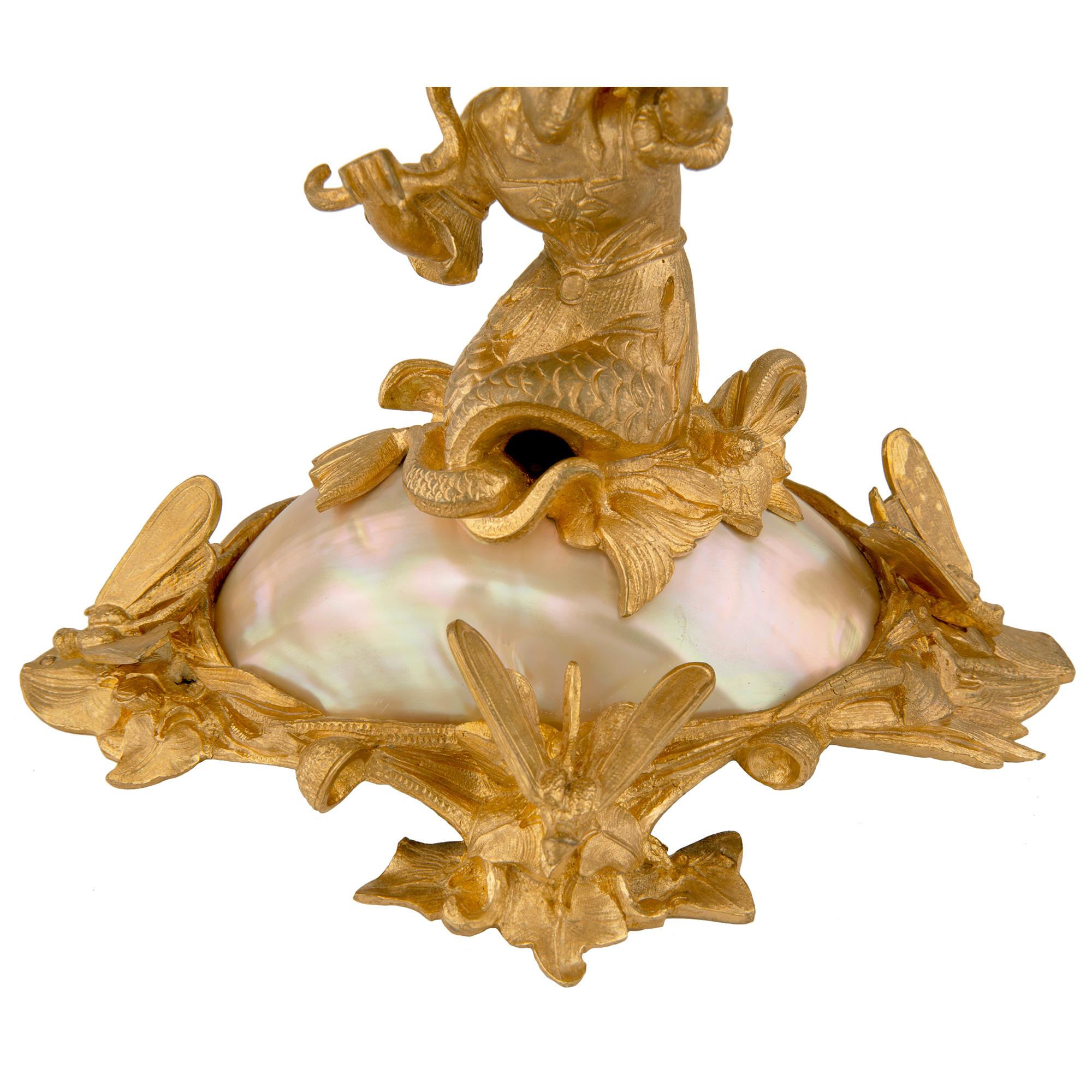 French 19th Century Louis XVI Style Ormolu, Crystal and Mother of Pearl Vase For Sale 6