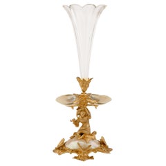 French 19th Century Louis XVI Style Ormolu, Crystal and Mother of Pearl Vase