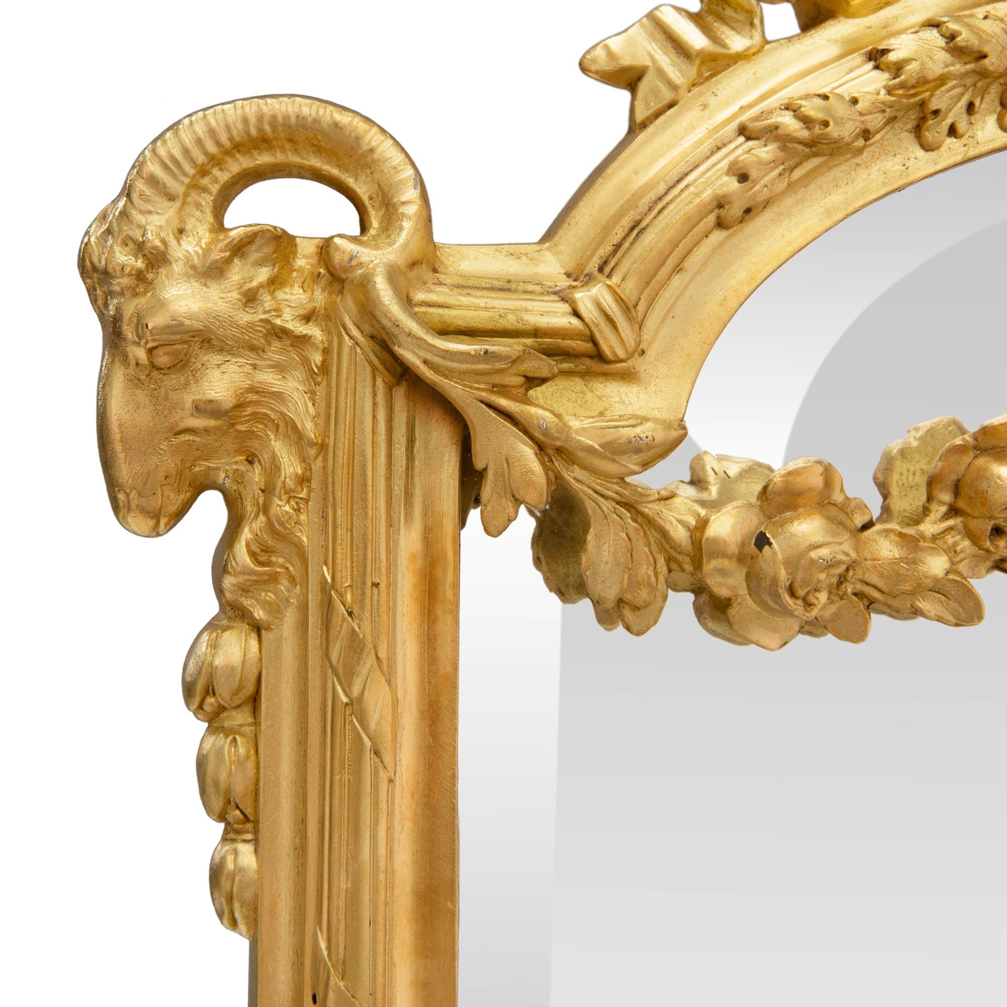 French 19th Century Louis XVI Style Ormolu Freestanding Vanity Mirror For Sale 2