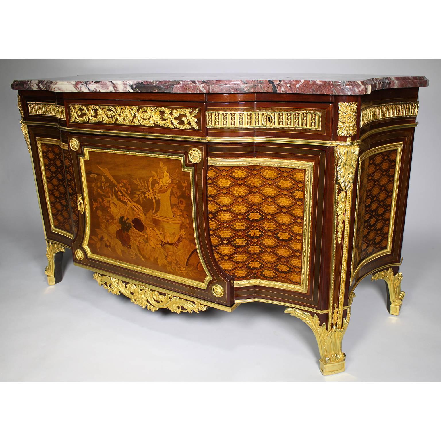 French 19th Century Louis XVI Style Ormolu and Marquetry Fontainebleau Commode For Sale 9