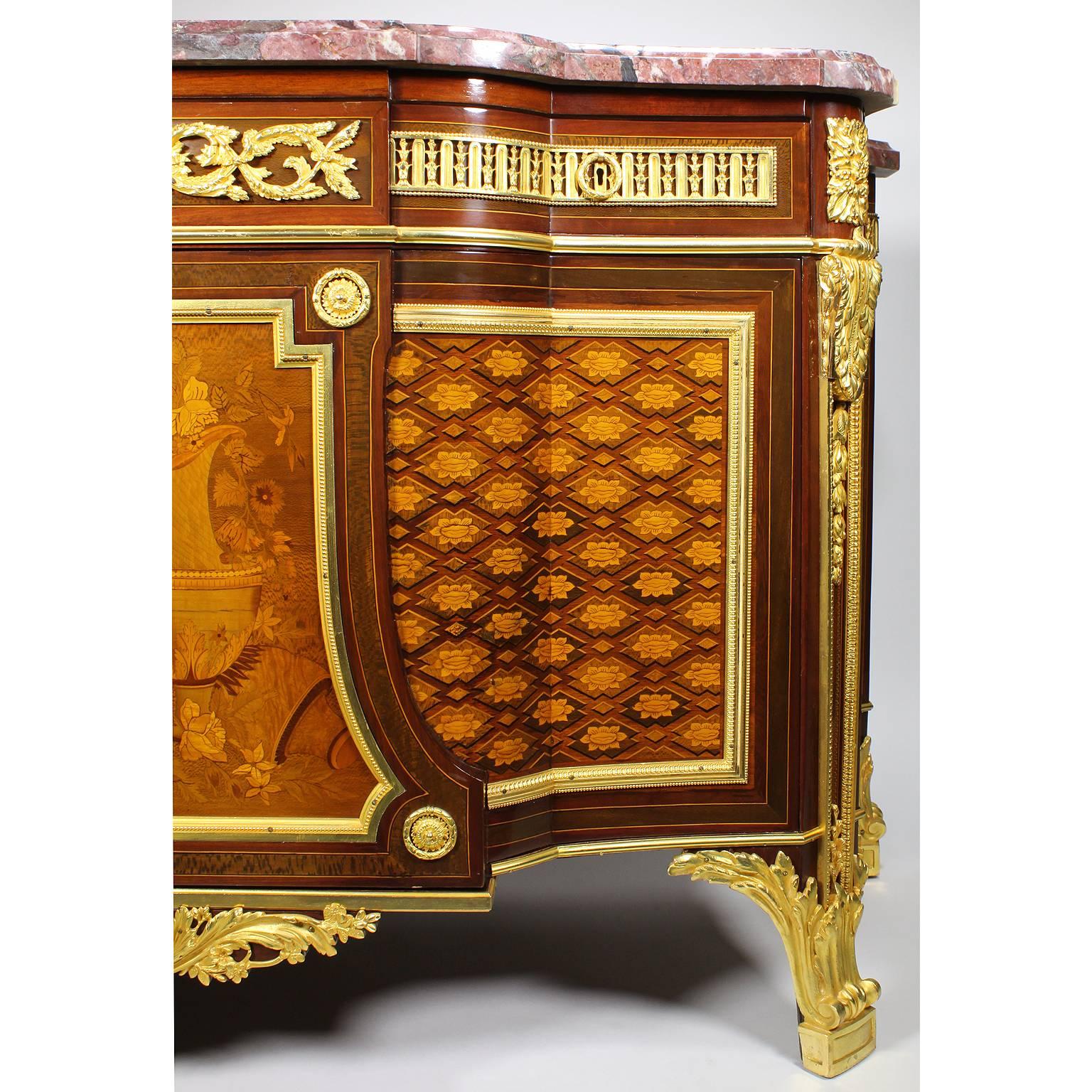 French 19th Century Louis XVI Style Ormolu and Marquetry Fontainebleau Commode In Good Condition For Sale In Los Angeles, CA