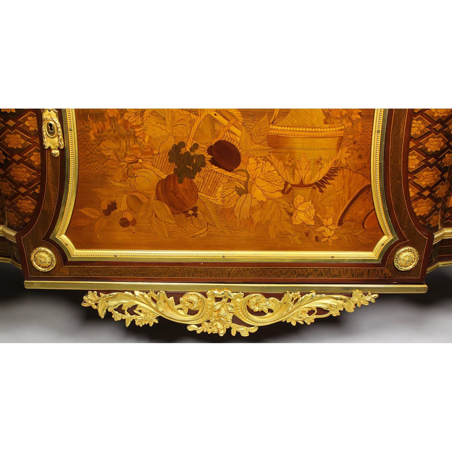 French 19th Century Louis XVI Style Ormolu and Marquetry Fontainebleau Commode For Sale 3
