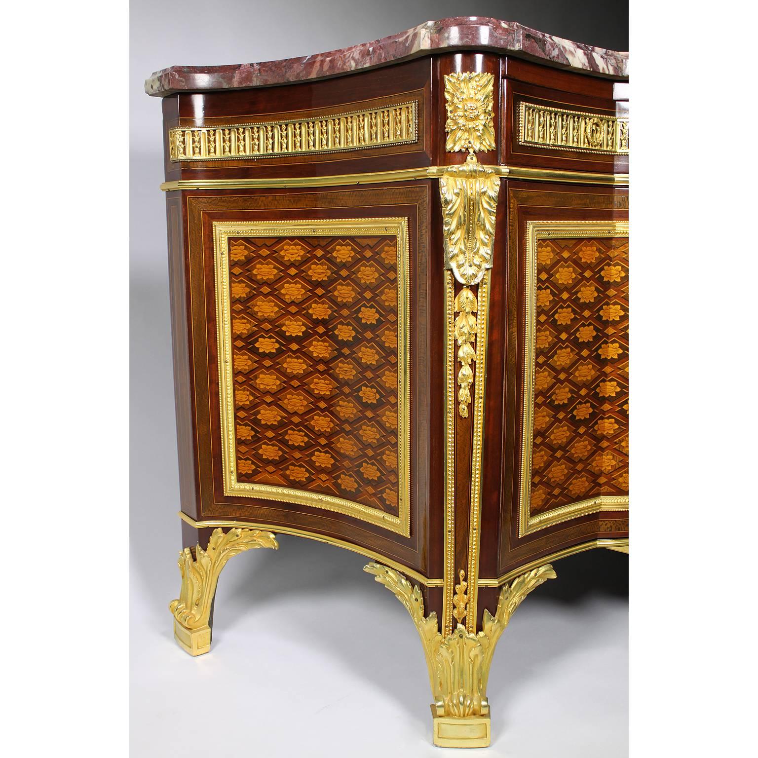 French 19th Century Louis XVI Style Ormolu and Marquetry Fontainebleau Commode For Sale 4