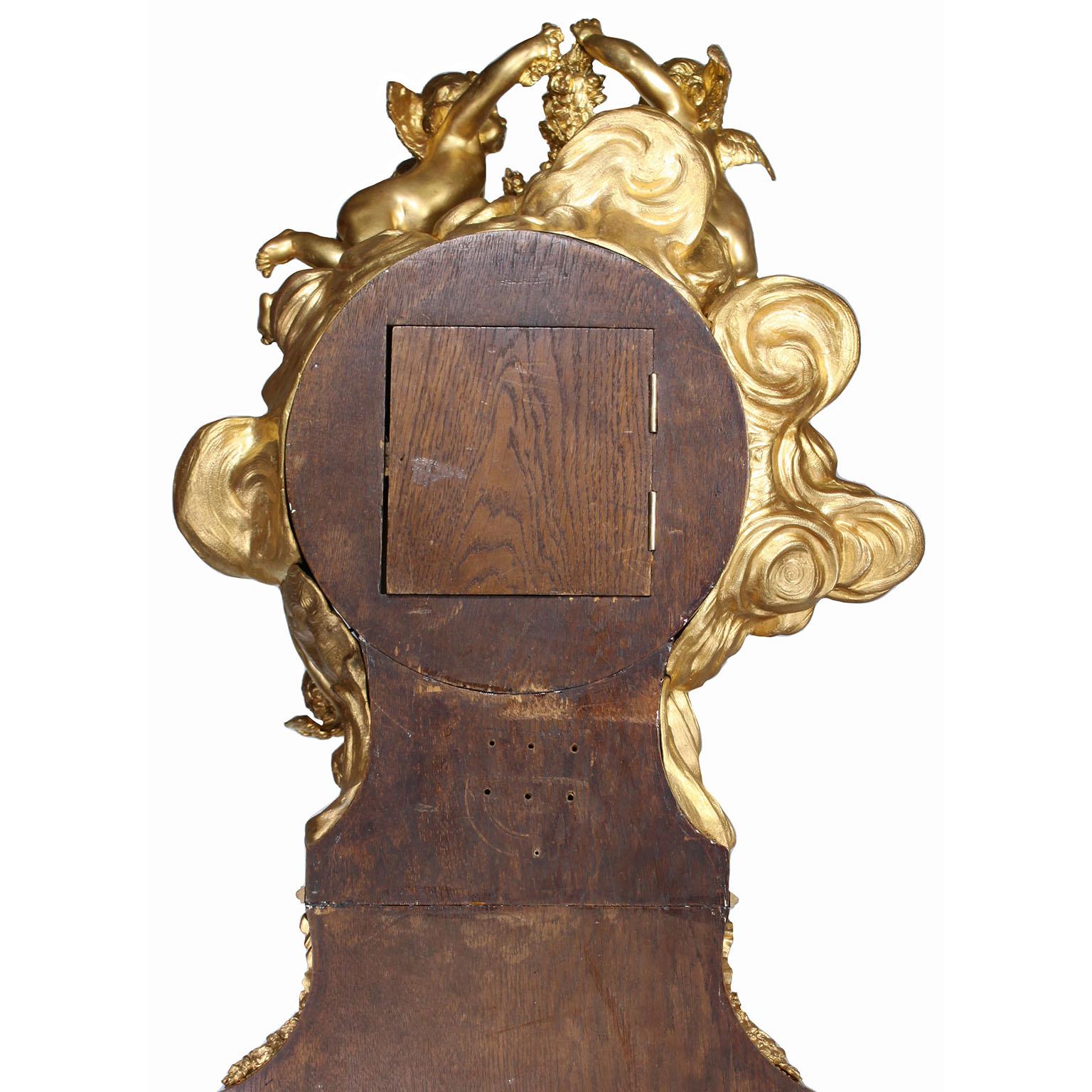 Grand-père français du 19ème siècle de style Louis XVI monté en bronze doré - Horloge à grand boîtier en vente 12