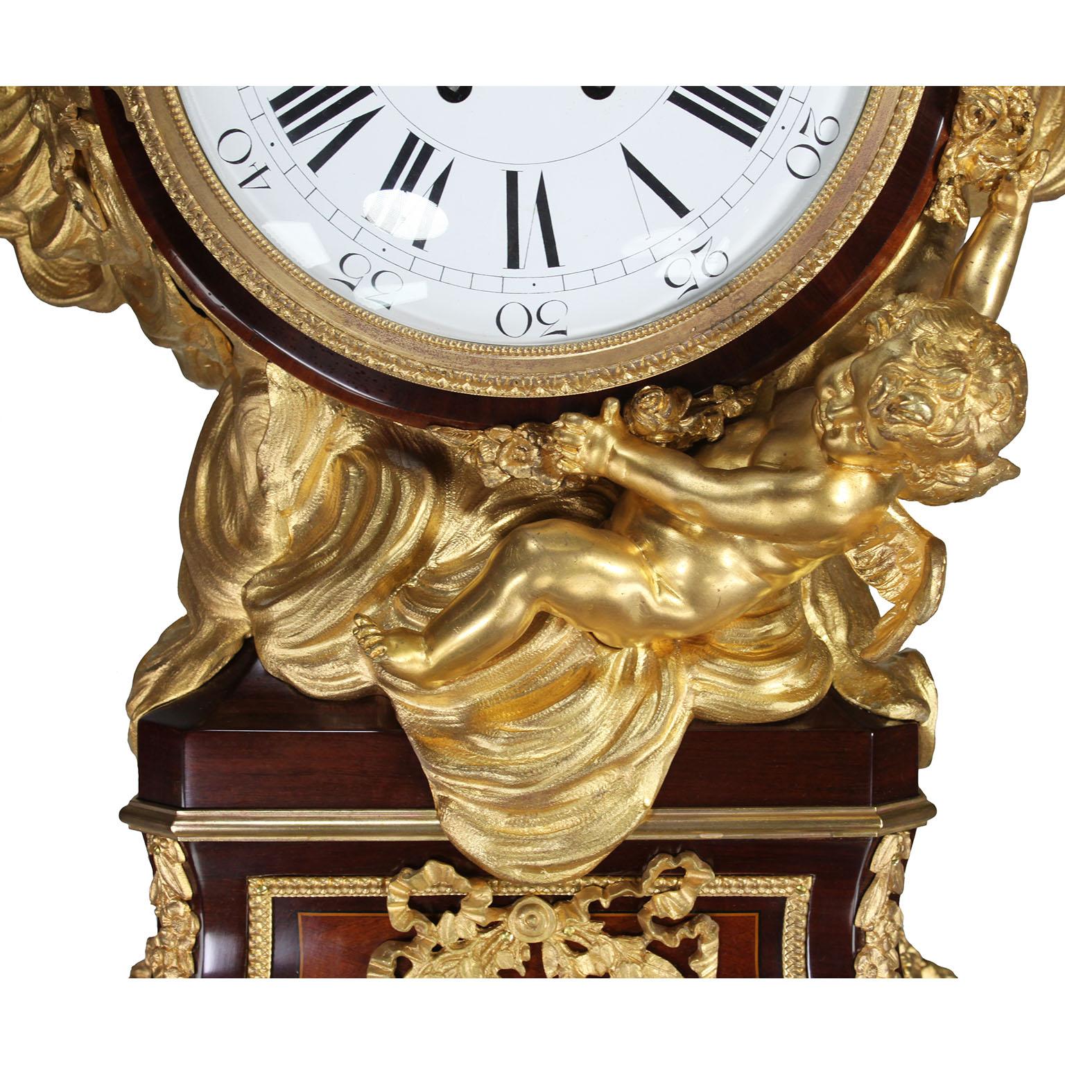 Tulipwood French 19th Century Louis XVI Style Ormolu-Mounted Grandfather - Tall Case Clock For Sale