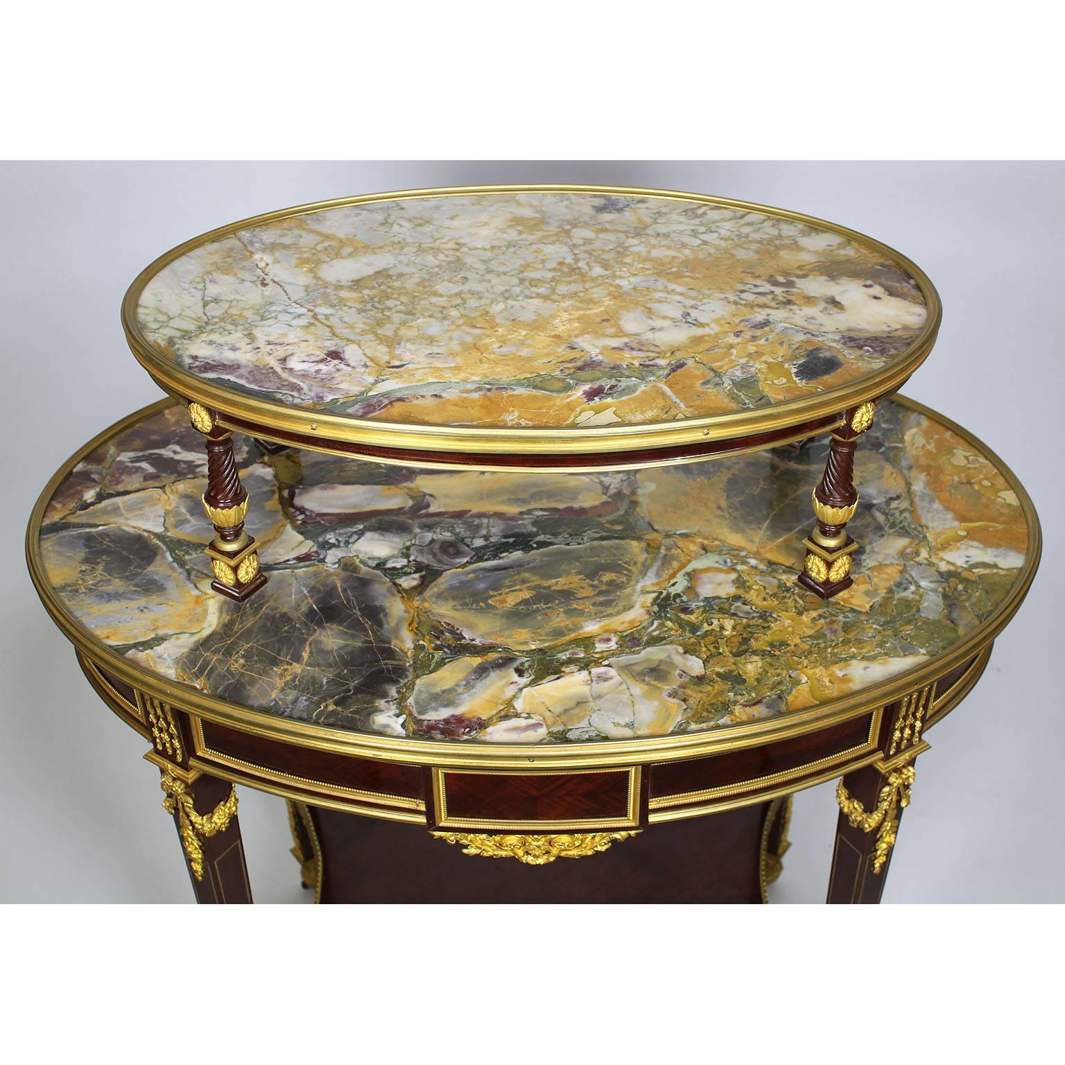 French 19th Century Louis XVI Style Ormolu-Mounted Mahogany Two-Tier Tea-Table For Sale 4