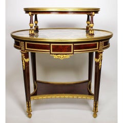 French 19th Century Louis XVI Style Ormolu-Mounted Mahogany Two-Tier Tea-Table