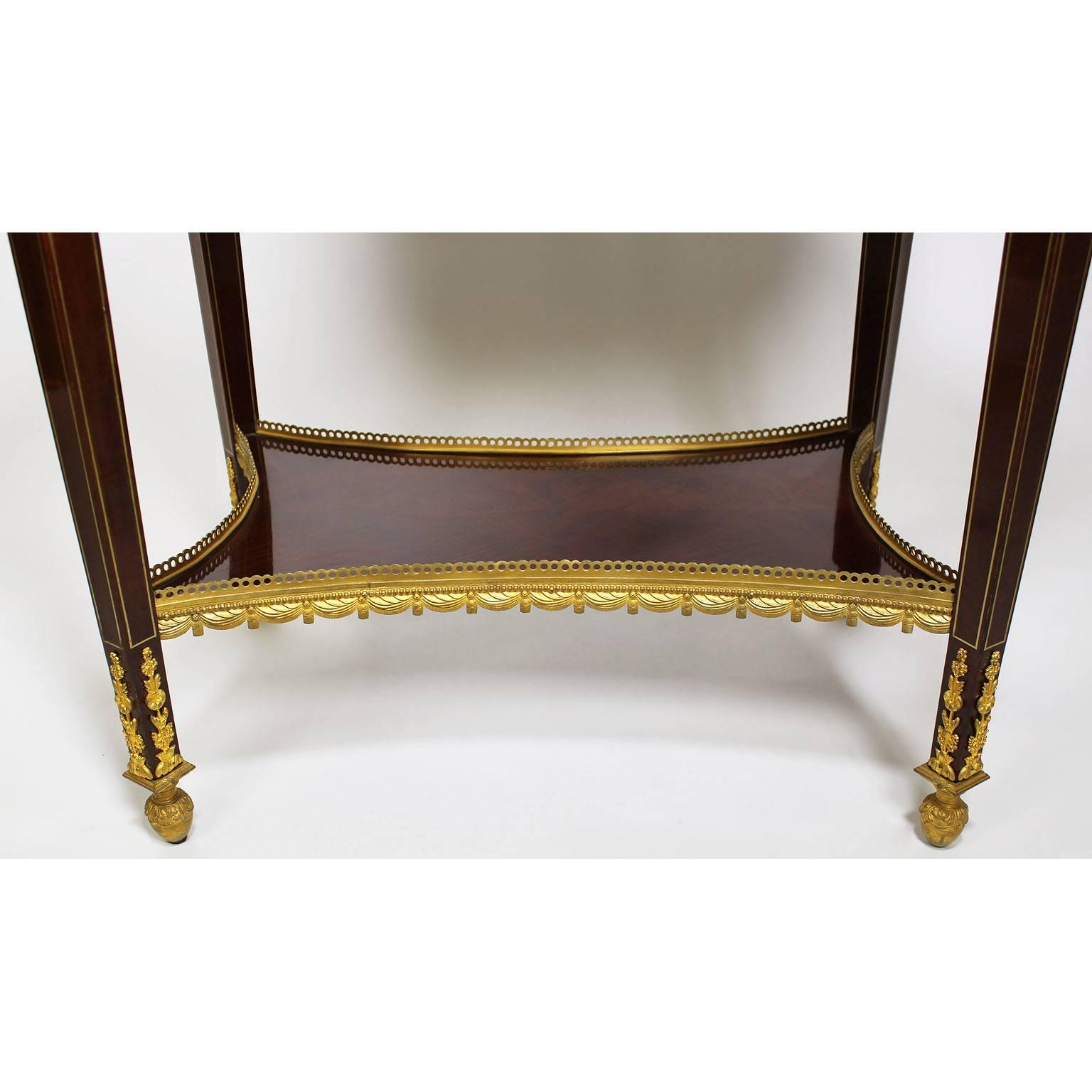 French 19th Century Louis XVI Style Ormolu-Mounted Mahogany Two-Tier Tea-Table For Sale 1
