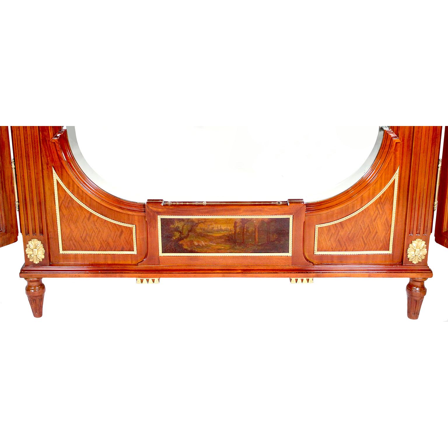 Französischer Goldbronze-Montierter Vernis-Martin-Schminkspiegel im Louis-XVI.-Stil des 19. Jahrhunderts (Messing) im Angebot