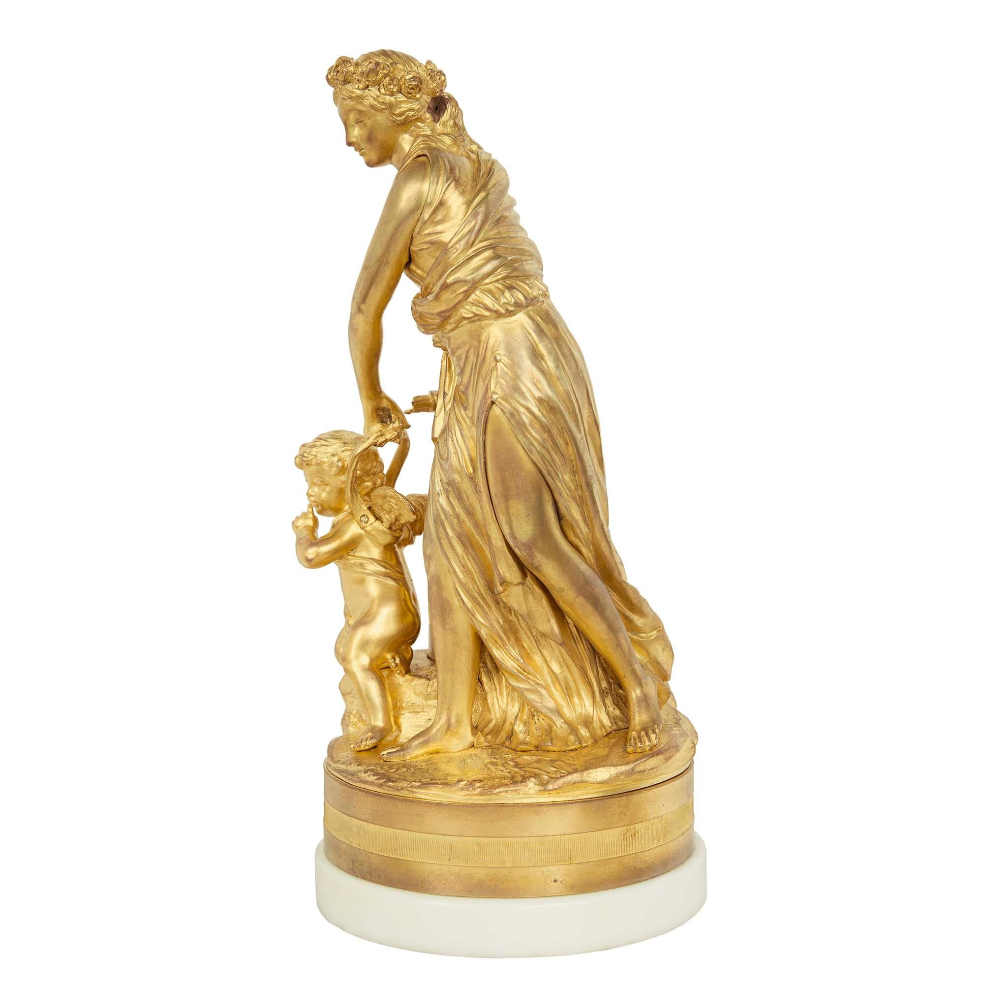 French 19th Century Louis XVI Style Ormolu Statue of a Maiden In Good Condition For Sale In West Palm Beach, FL