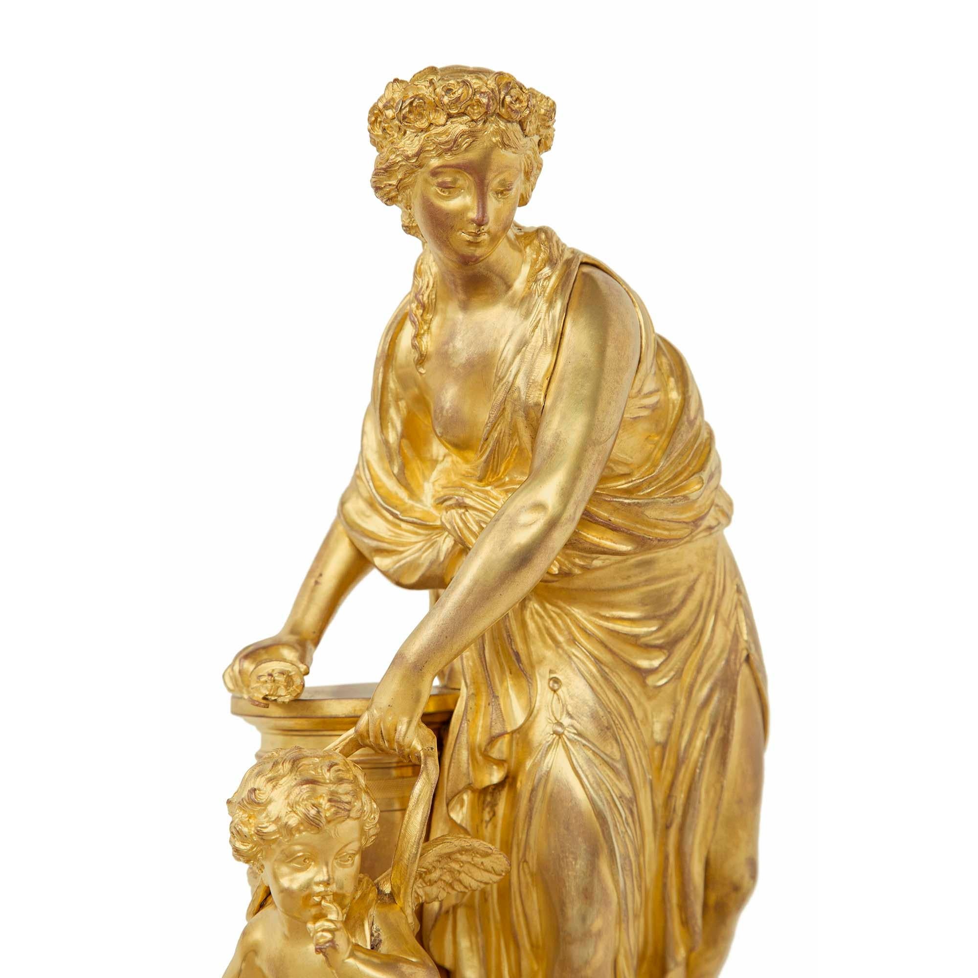 French 19th Century Louis XVI Style Ormolu Statue of a Maiden For Sale 1