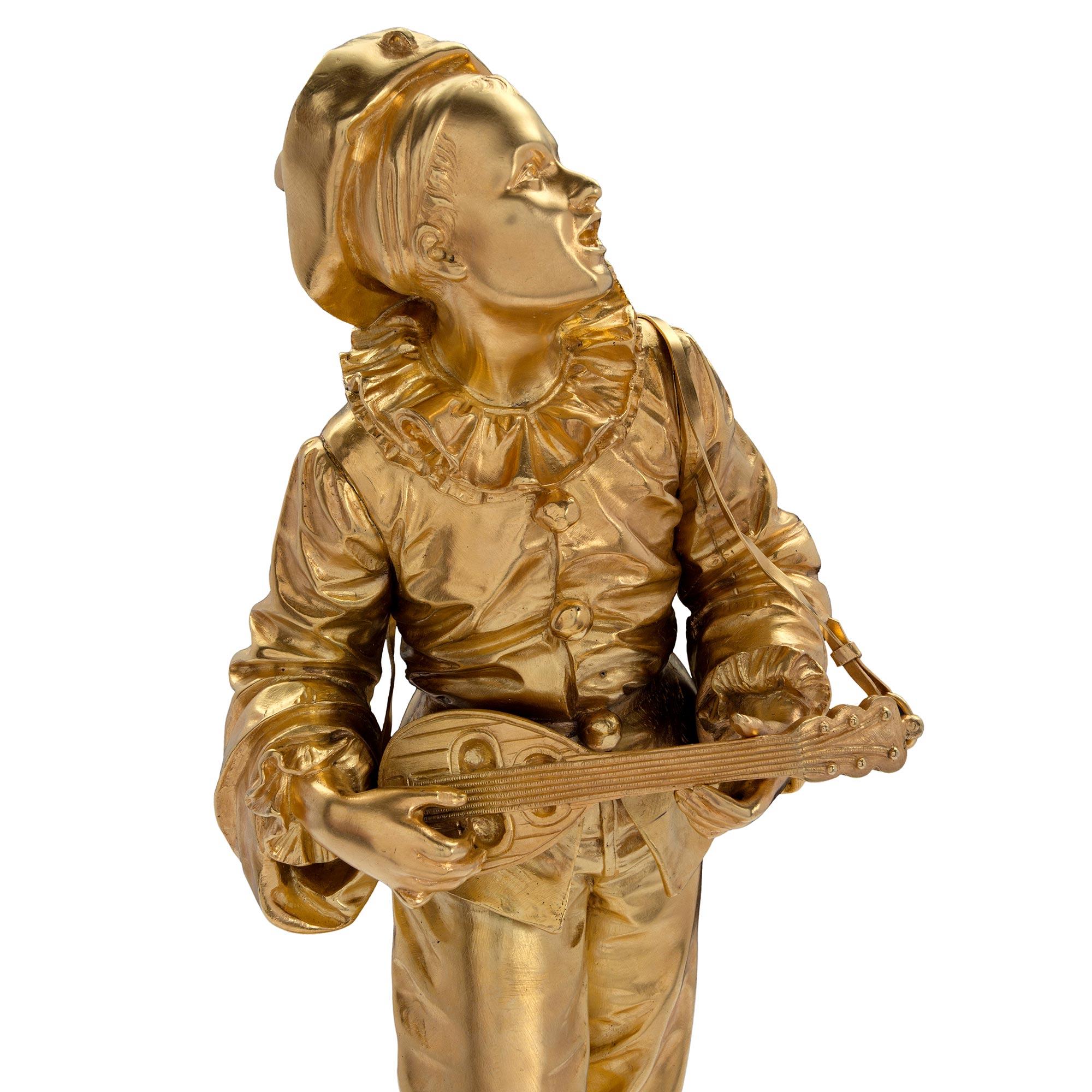 French 19th Century Louis XVI Style Ormolu Statue of Pierrot For Sale 1