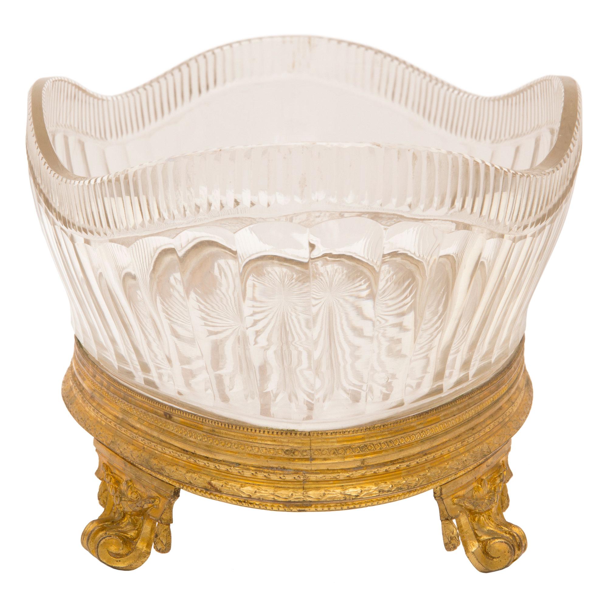 Crystal French 19th Century Louis XVI Style Oval Shaped Centerpiece Bowl For Sale
