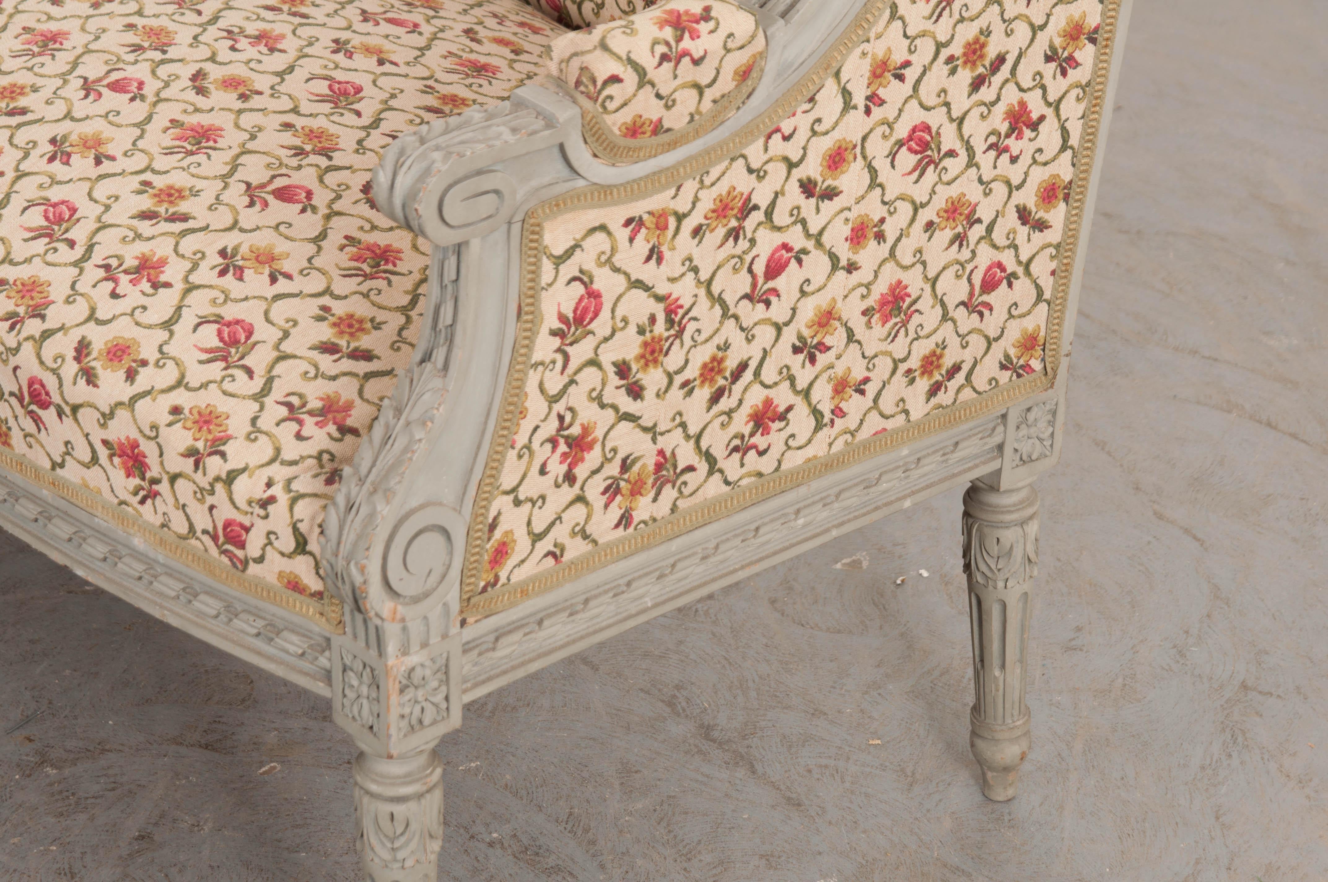 Wood French 19th Century Louis XVI Style Painted Canapé