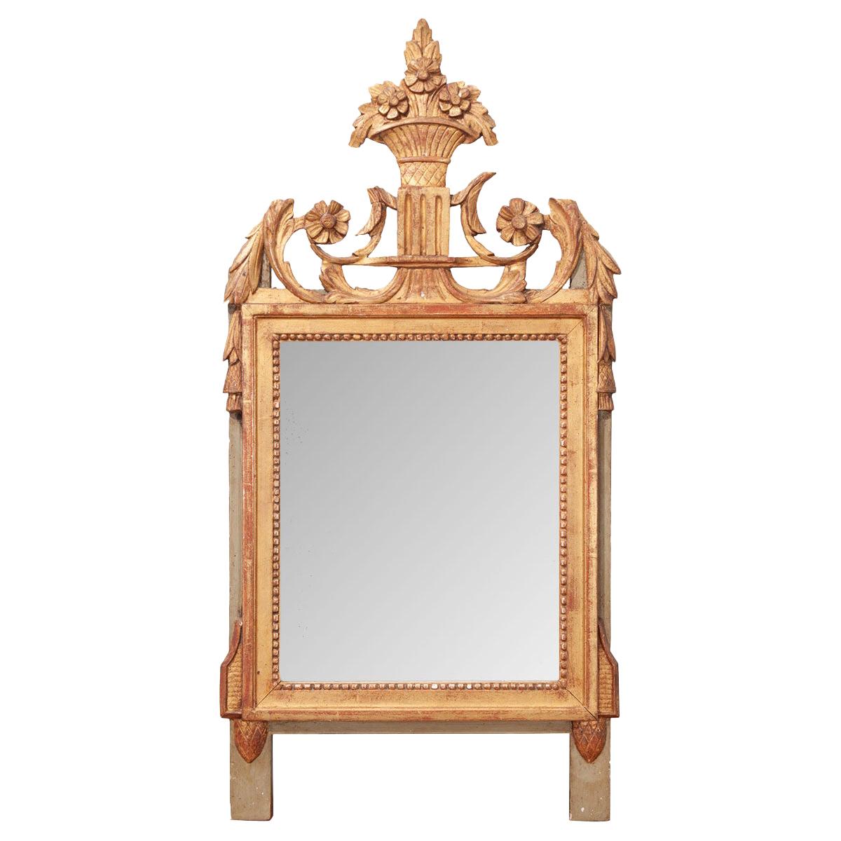 French 19th Century Louis XVI Style Painted and Giltwood Mirror