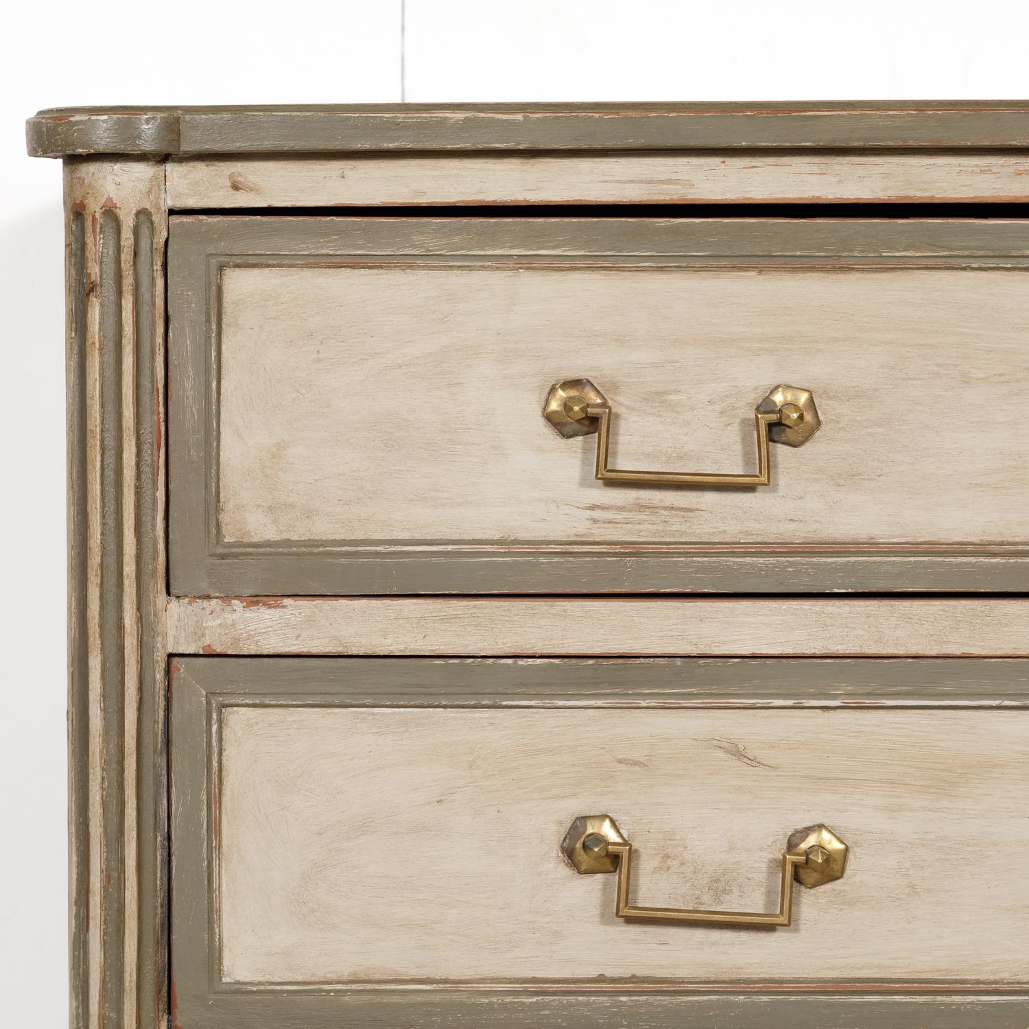 French 19th Century Louis XVI Style Painted Three-Drawer Commode 5