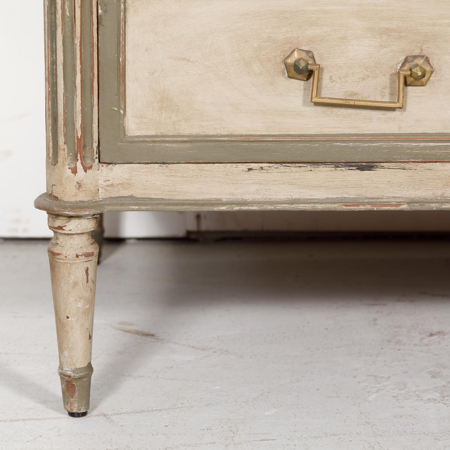 French 19th Century Louis XVI Style Painted Three-Drawer Commode 8