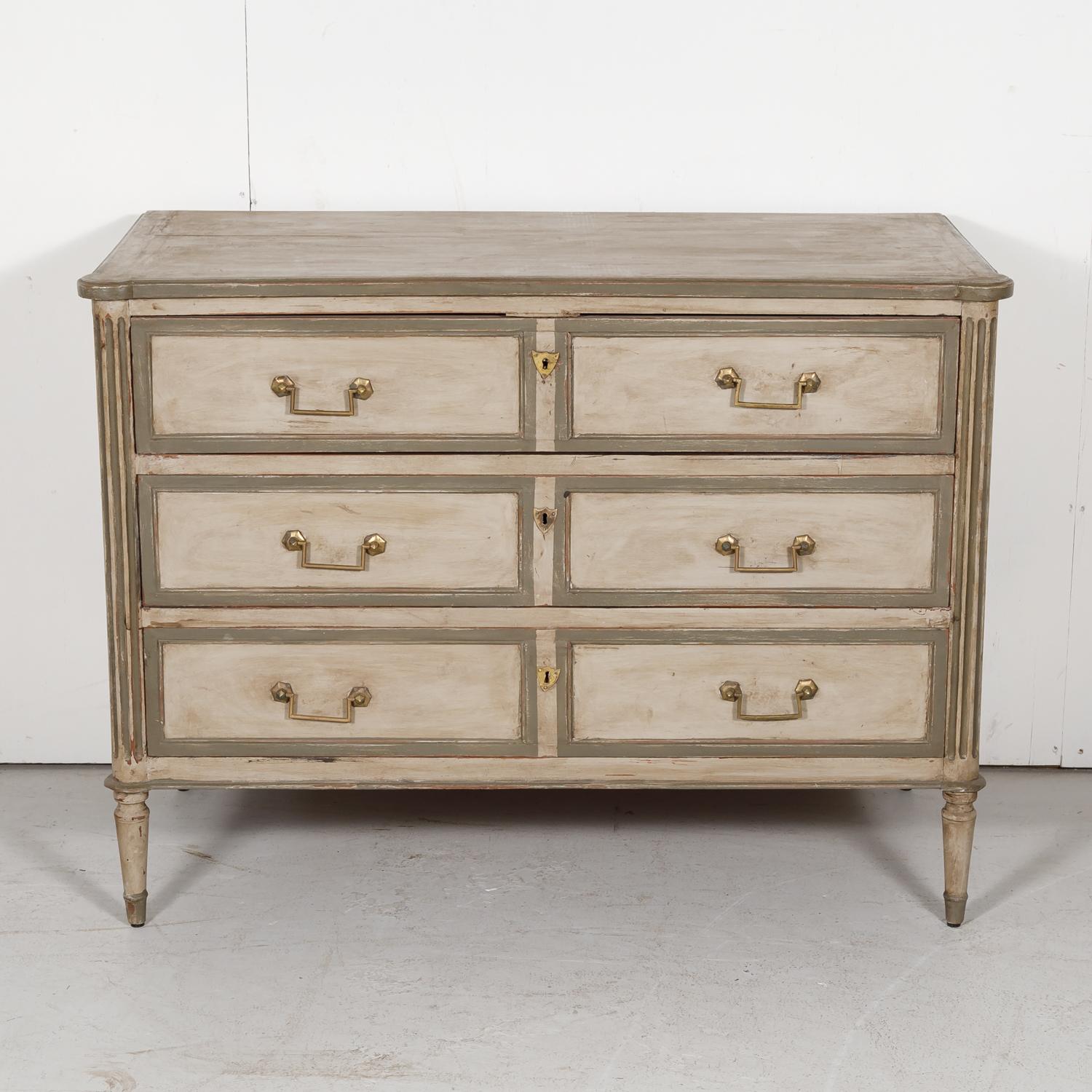 French 19th Century Louis XVI Style Painted Three-Drawer Commode In Good Condition In Birmingham, AL