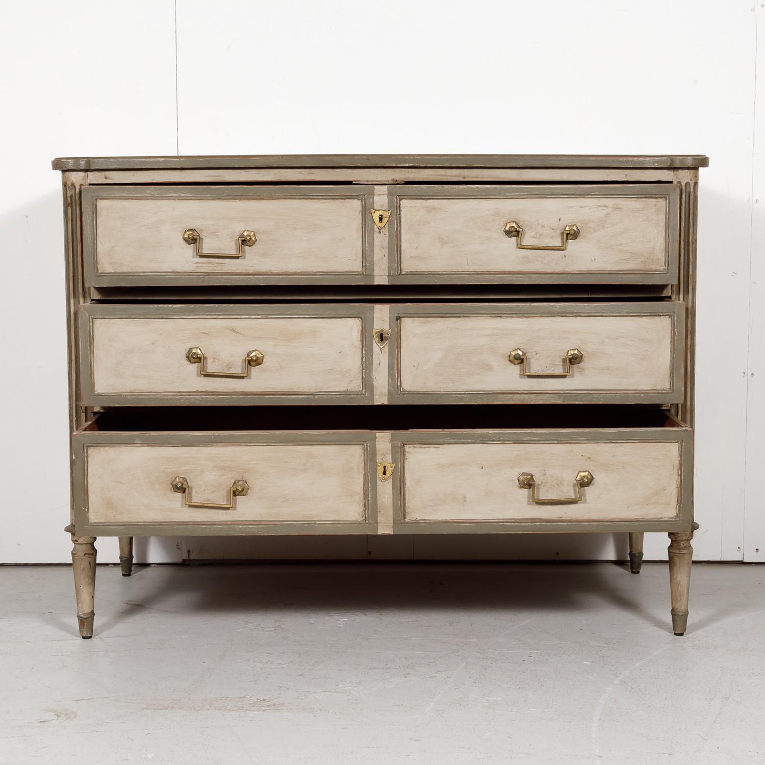 French 19th Century Louis XVI Style Painted Three-Drawer Commode 2