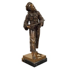 Statua francese del XIX secolo in stile Luigi XVI in bronzo patinato e ormolu