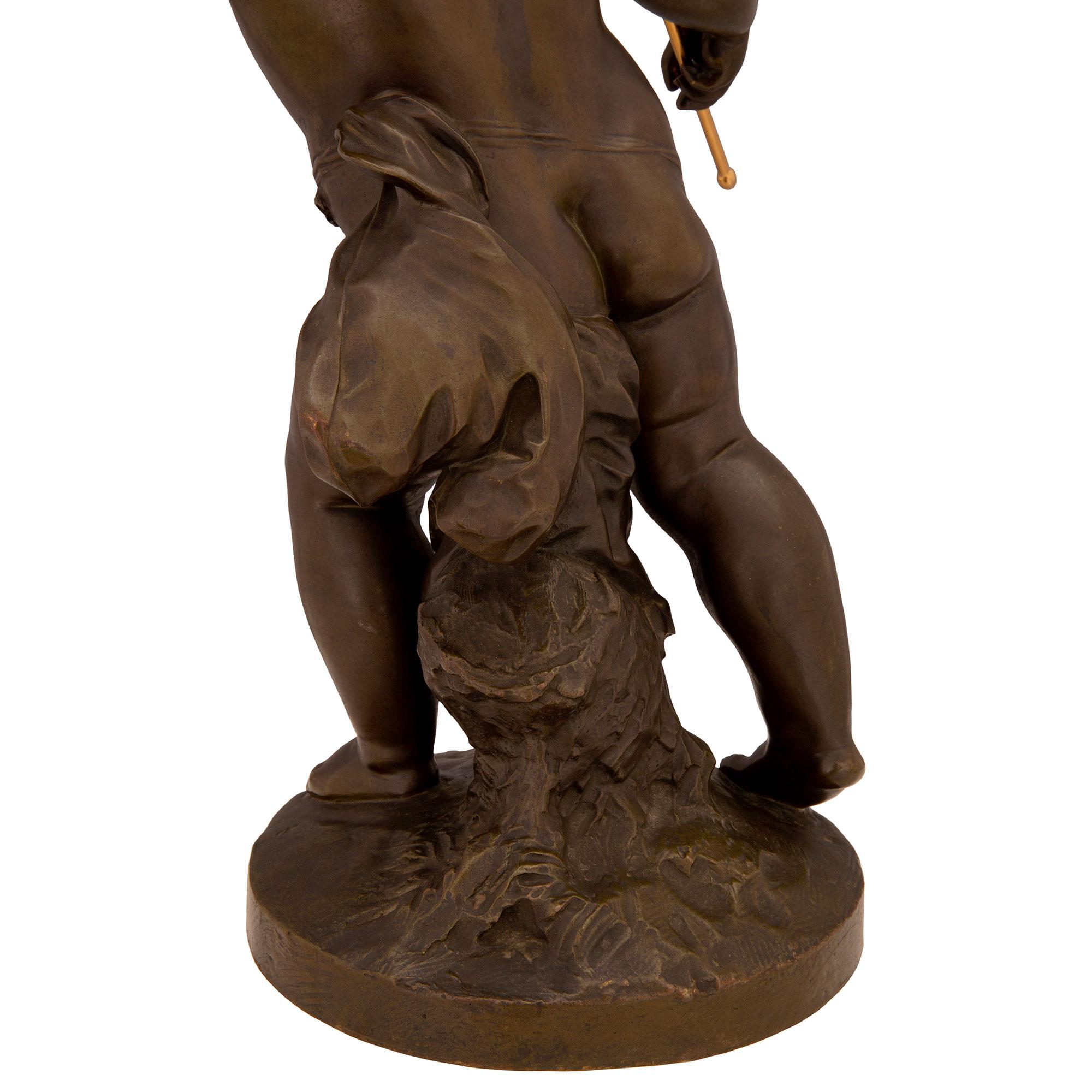 French 19th Century Louis XVI Style Patinated Bronze and Ormolu Statue For Sale 5