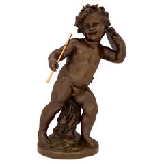 French 19th Century Louis XVI Style Patinated Bronze and Ormolu Statue