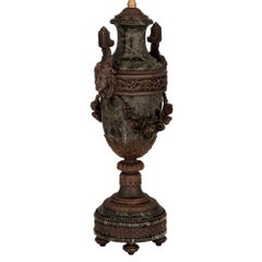 French 19th Century Louis XVI Style Patinated Bronze, Ormolu and Marble Lamp