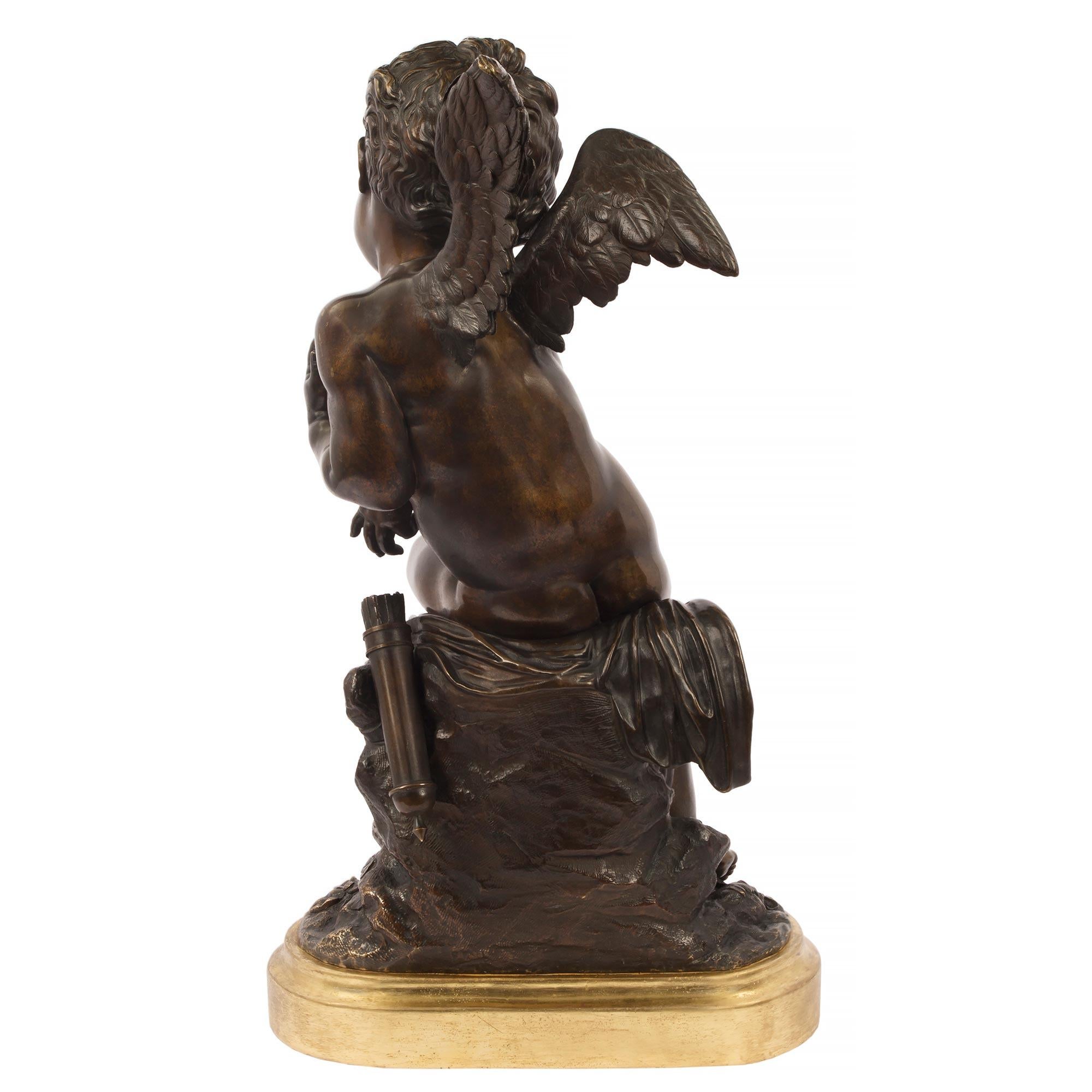 French 19th Century Louis XVI Style Patinated Bronze Statue, Signed Lemire For Sale 1